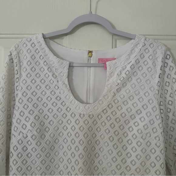 Lilly Pulitzer Mara Resort White Paradise Island Engineered Lace Dress Medium - Picture 3 of 14